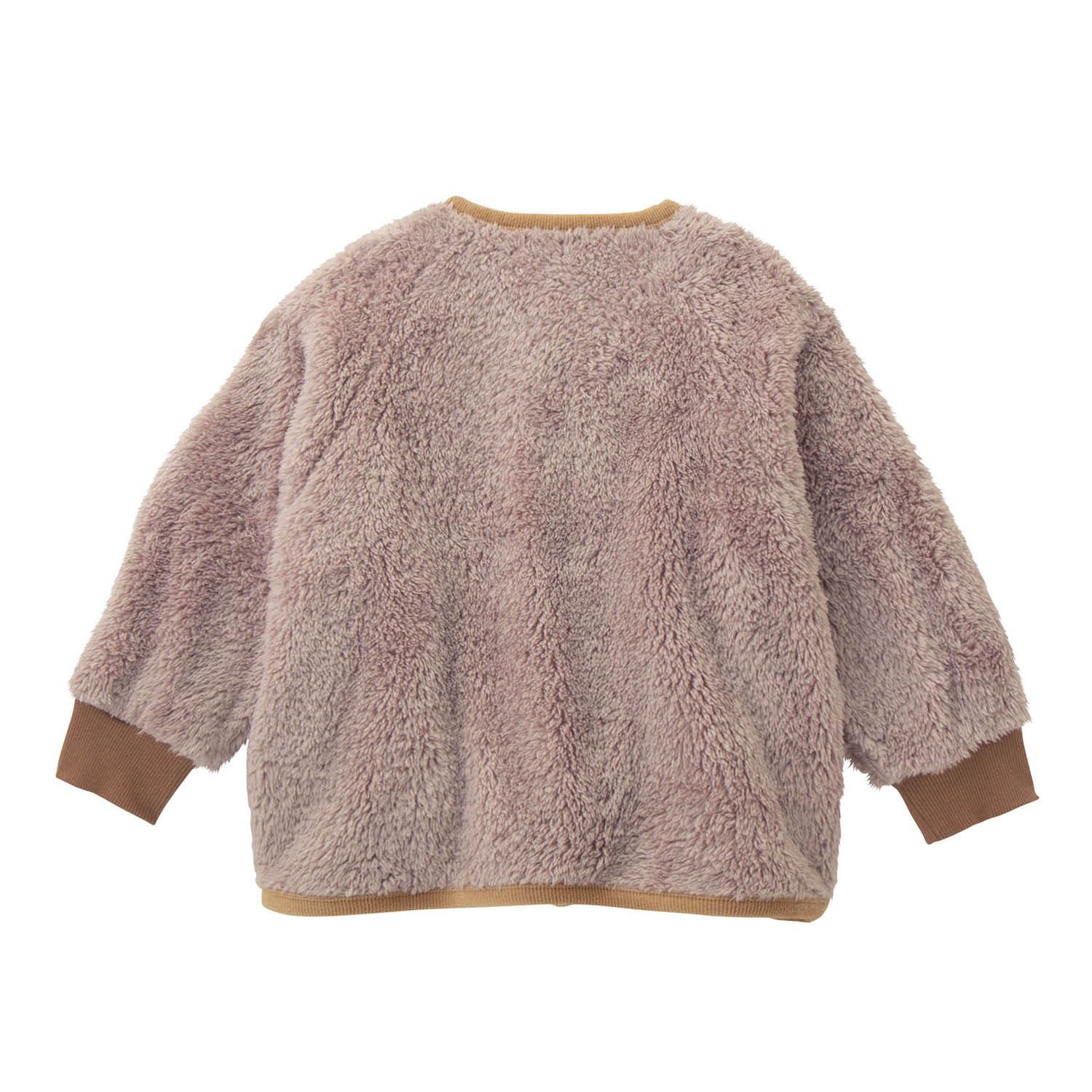 日本千趣會 - 燈芯絨拼接泰迪熊保暖外套-撞色-灰粉x卡其