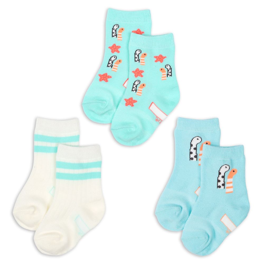 中長襪3雙組-花園鰻-淺藍色 (9~14cm)