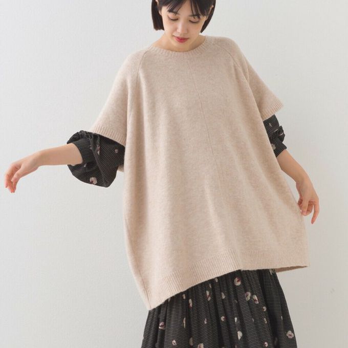 日本 OMNES - 混色感2way針織背心/開襟衫-淺卡其