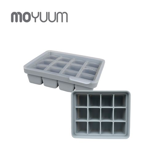 韓國 Moyuum - 白金矽膠副食品分裝盒-12格-質感灰