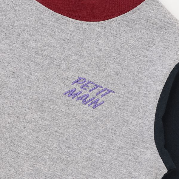 日本 petit main - 男孩俏皮長袖上衣-消防車-雜灰