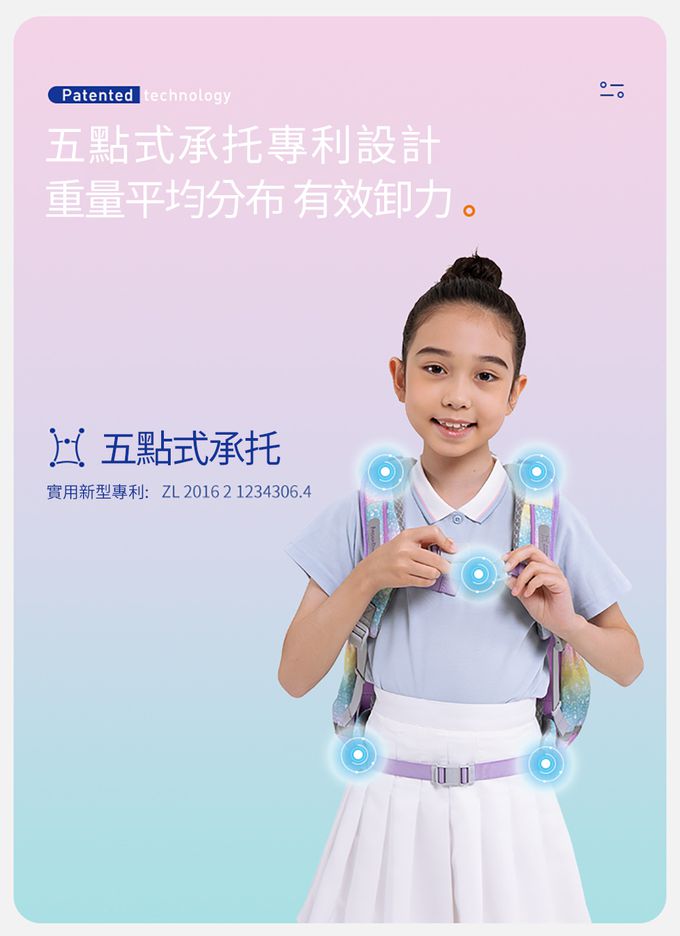 MoonRock - SP1 閃耀獨角獸護脊書包-LED胸扣2022款-建議身高95-140cm-19L