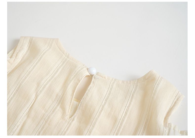 氣質花袖露肩上衣-米色