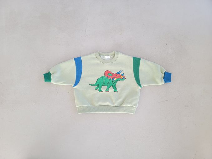 韓國 Mimico - (內磨毛)角龍圖印大學T-綠