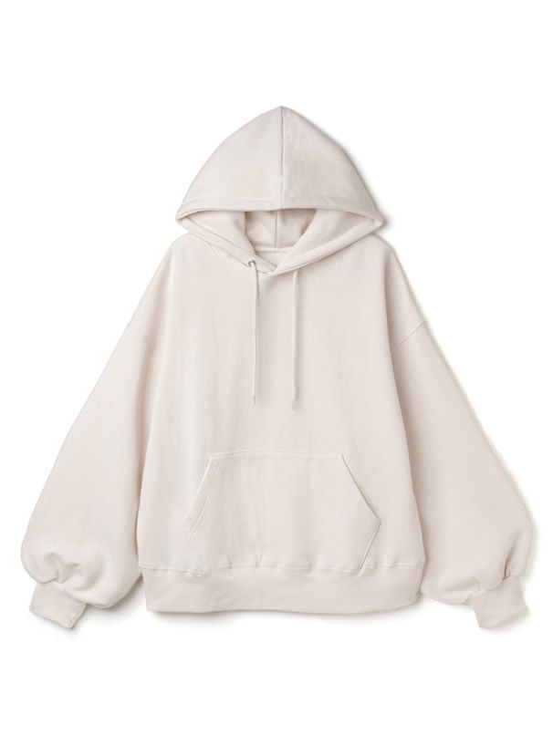 日本 GRL - 休閒舒適刷毛保暖帽T-灰米 (F)