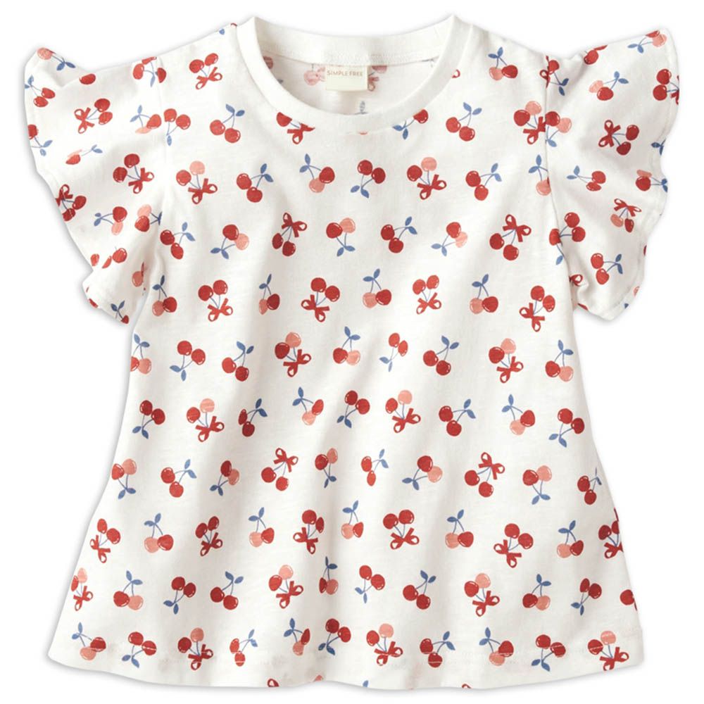 短袖T恤-滿版印花-淡紅色