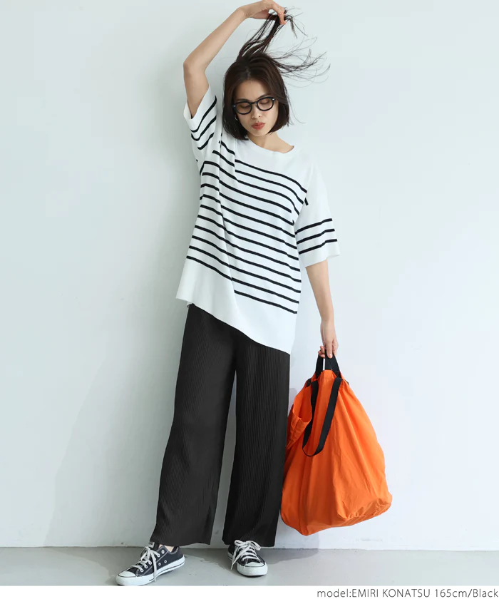 日本 COCA - [熱銷定番] 速乾垂墜彈性風琴寬褲-四季媽媽款-芥末黃