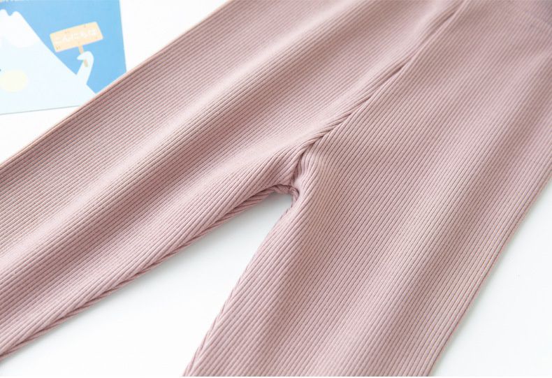 FANMOU - 九分內搭褲-開叉珍珠款-粉色