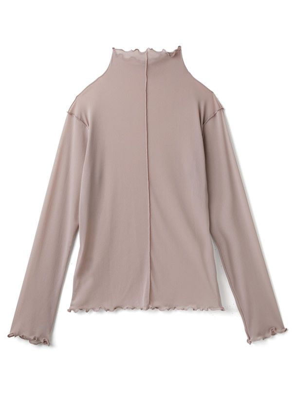 日本 GRL - 微透膚捲邊長袖上衣/內搭-天使白