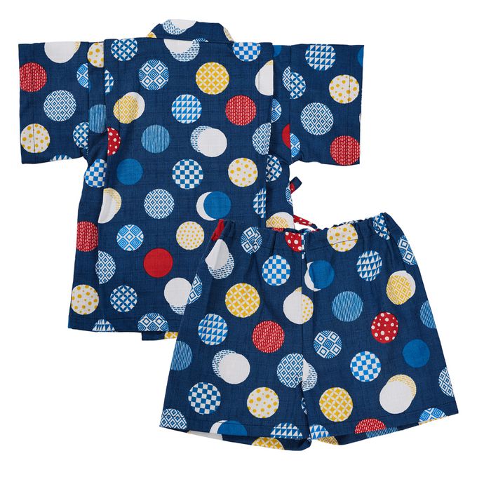 akachan honpo - 兩件式甚平-和風圓圈-深藍色