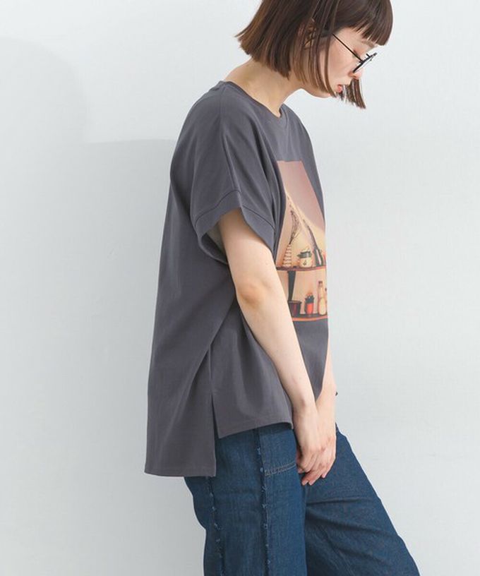 日本 Lupilien - 16支天竺棉 療癒印花法式袖上衣-貓咪的房間-淺棕