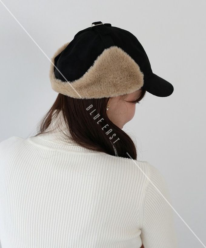 日本 BLUE EAST - 溫暖毛絨秋冬氛圍飛行帽-黑