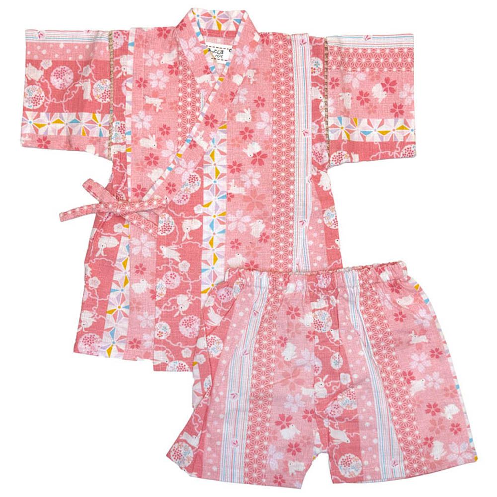 兩件式甚平-粉紅色