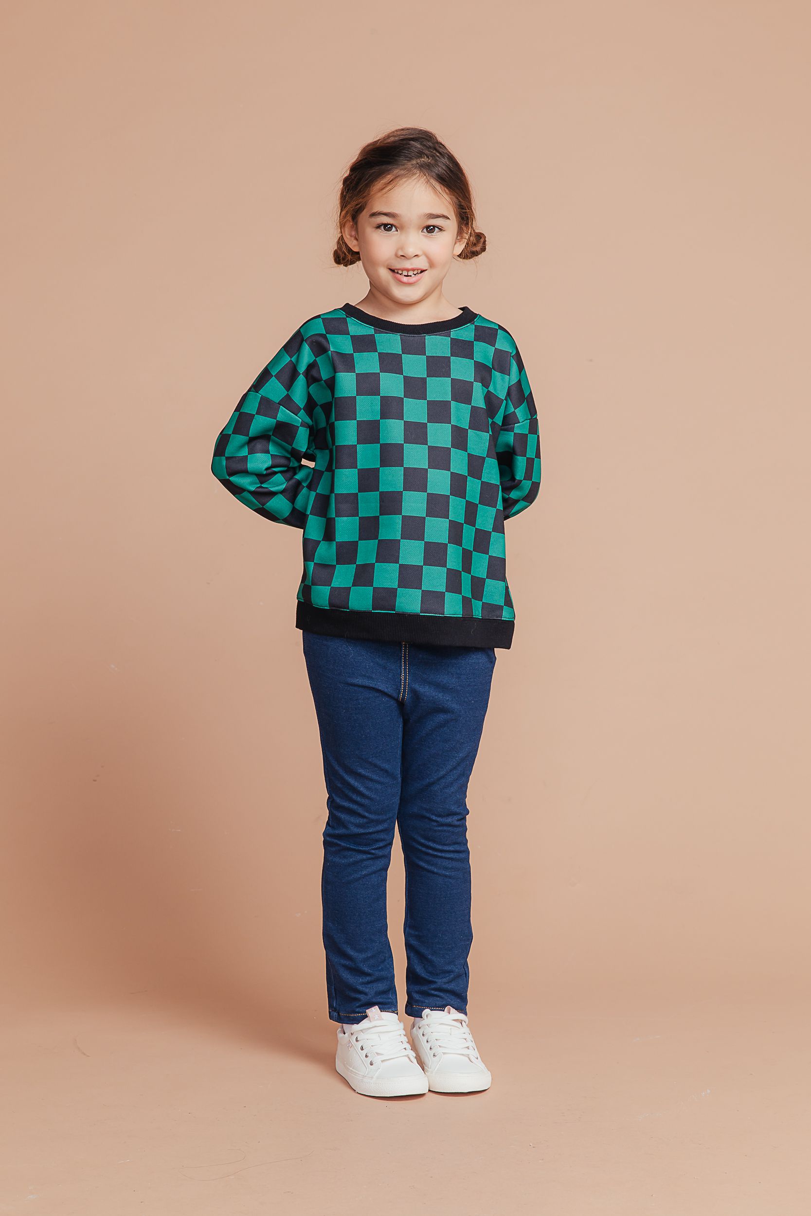 Love, Charlotte - 綠黑格衛衣-綠黑格長袖衛衣