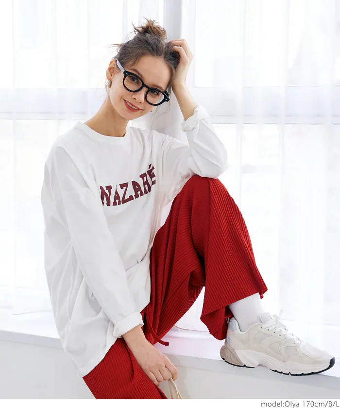 日本 COCA - 圓領印花長版薄長袖上衣-印花E款