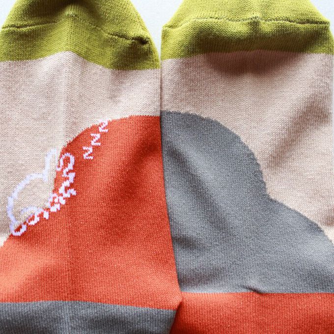 日本女裝代購 - 日本製 伊索寓言印花長襪-龜兔賽跑-灰藍 (23-25cm)