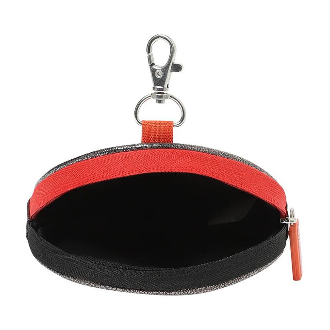 韓國 PETER JENSEN - (附吊繩)籃球圓形拉鍊零錢包-銀黑 (12x12cm)