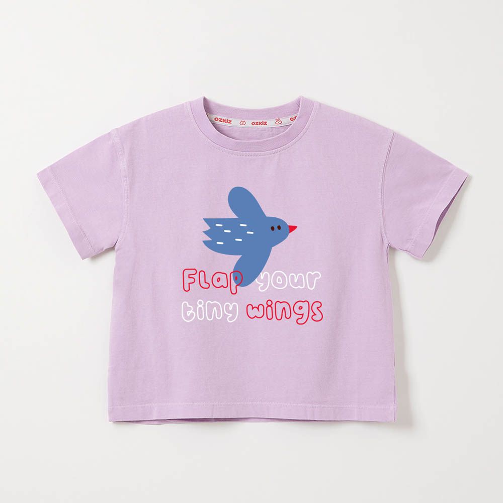 100%澳洲棉純粹呼吸短袖上衣-飛翔小鳥-薰衣草紫