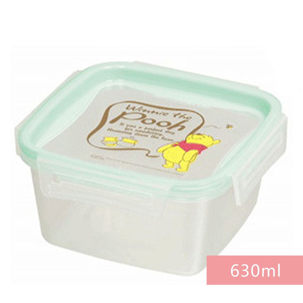 日本 Pearl 金屬 - 日本製迪士尼可微波樂扣保鮮盒-維尼 (正方形L(630ml))