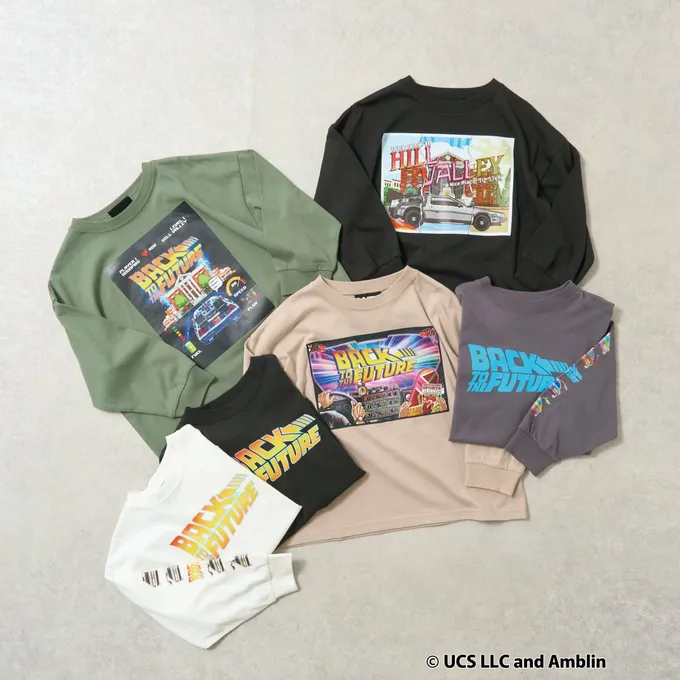 日本 b-ROOM - 聯名款 印花長袖上衣-回到未來電影場景-黑