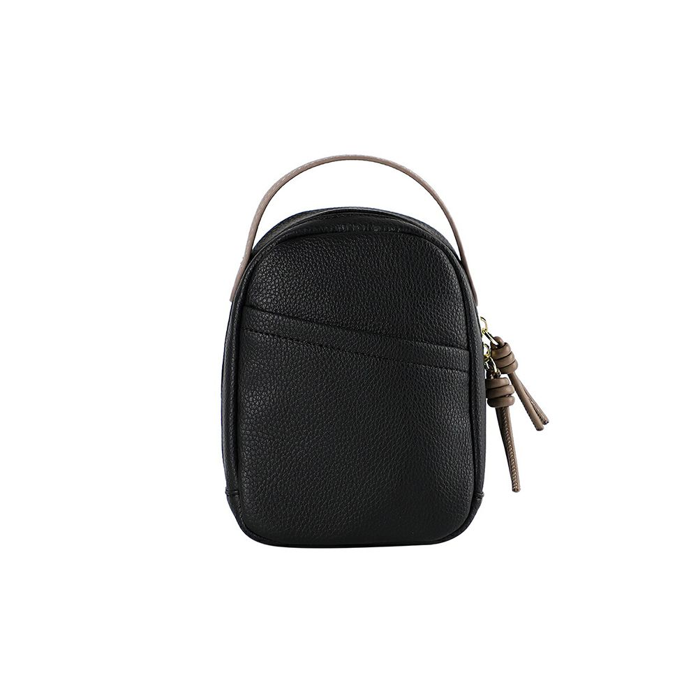 皮革感手提直立式聰明收納化妝包-黑