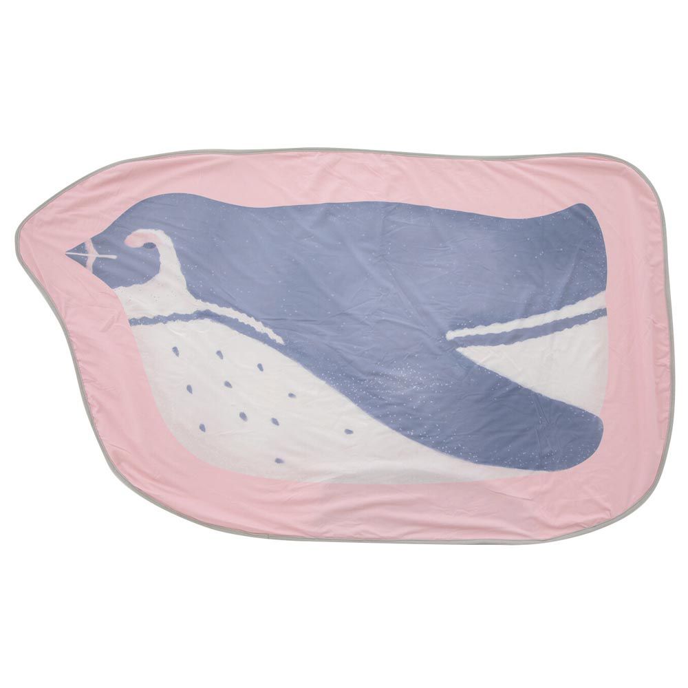 日本 BISQUE - 接觸涼感 可收納萌萌動物午睡毯-企鵝滑行-粉紅 (101.5×60cm)