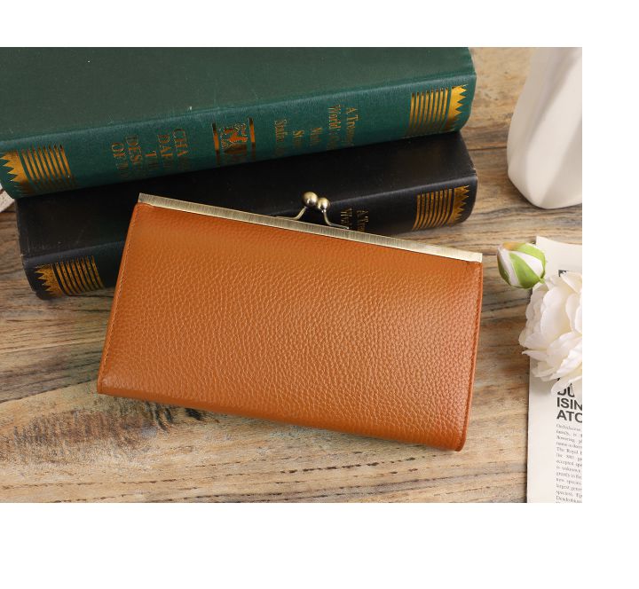 日本 LIZDAYS - 大容量分層口金真皮長夾/皮夾-湖水綠 (11x20x2.5cm)