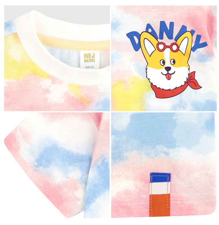 韓國 HEJMINI - 柴犬渲染色T-天藍