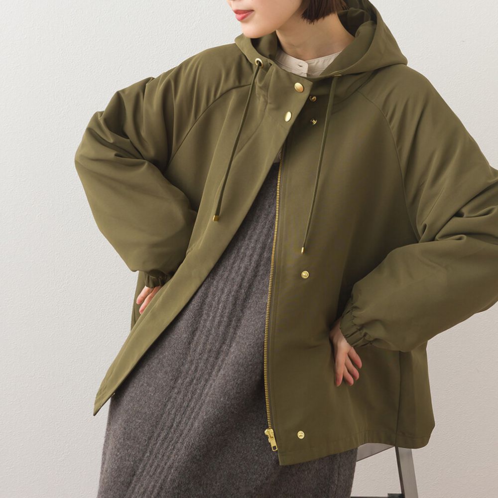 [經典款]防潑水派克連帽風衣外套-橄欖綠