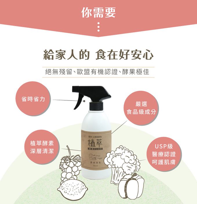 歐美淨 - 植萃酵素-奶瓶蔬果清潔劑-500ml