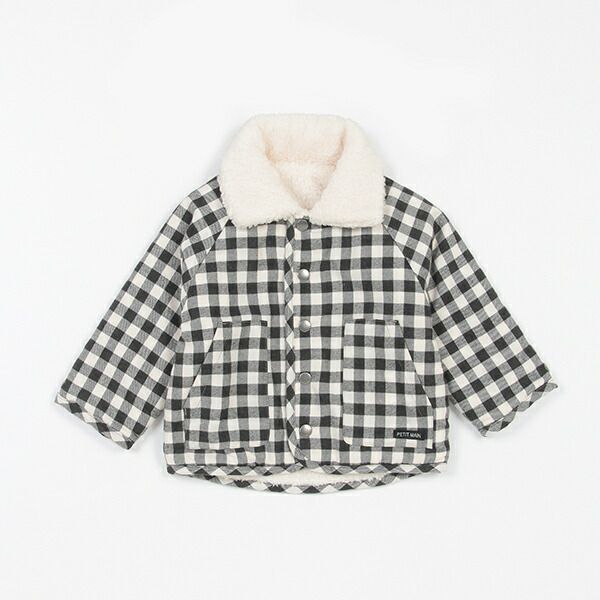 日本 petit main - 翻領英倫風絨毛雙面穿外套-素面卡其