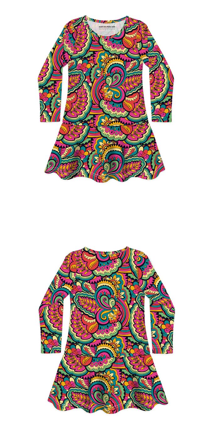 英國 SLEEP NO MORE - 100% 有機棉長袖連身裙-綺麗世界