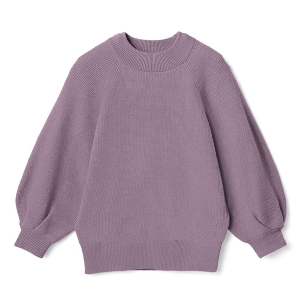 日本 GRL - 小高圓領七分袖薄款針織上衣-紫