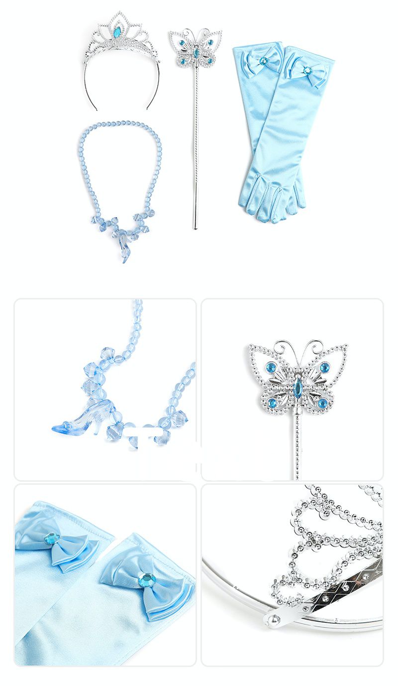 韓國 OZKIZ - 灰姑娘變裝5件組-(含洋裝、皇冠、魔法棒、項鍊、手套