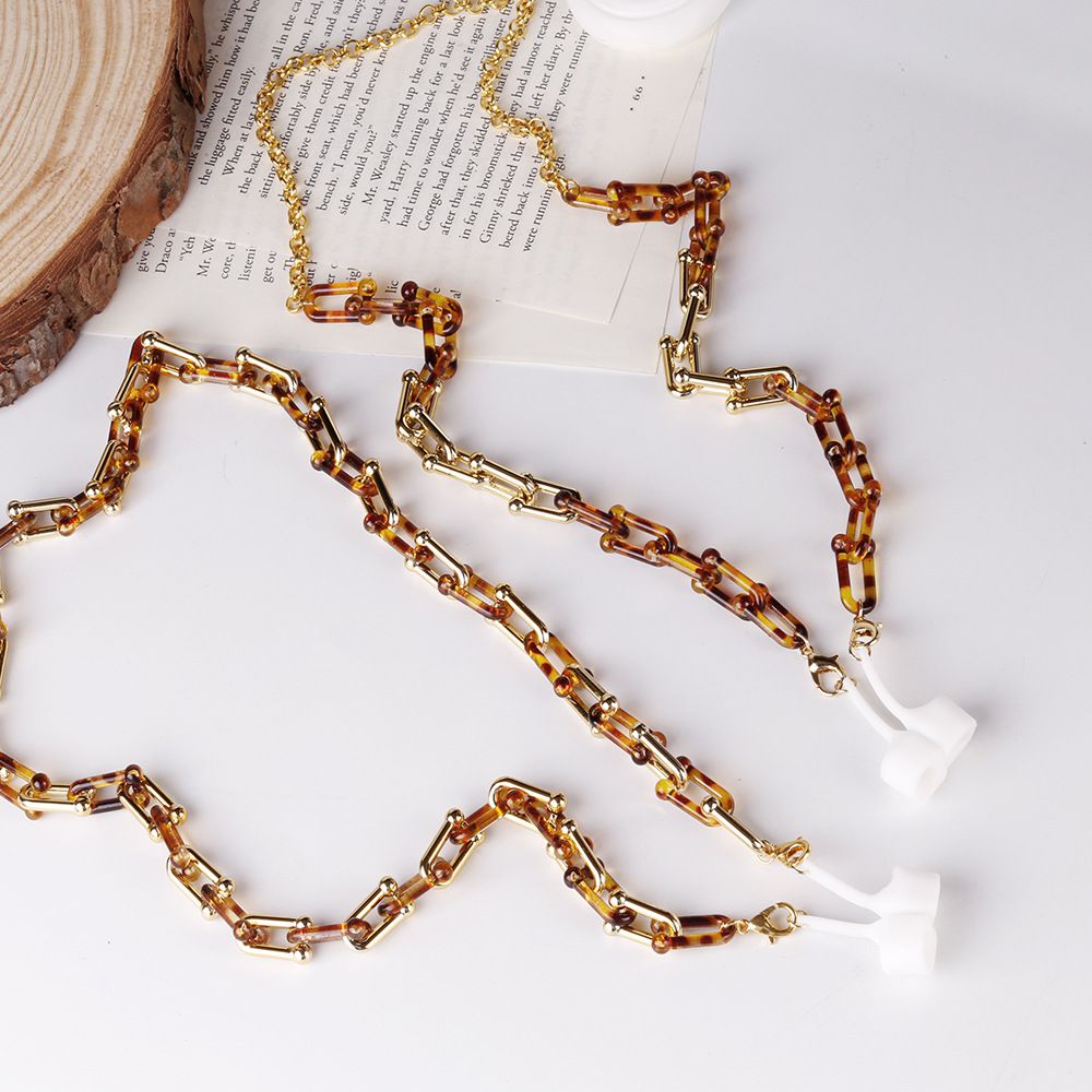 時尚琥珀拼接口罩/眼鏡掛鏈 (總長64cm)