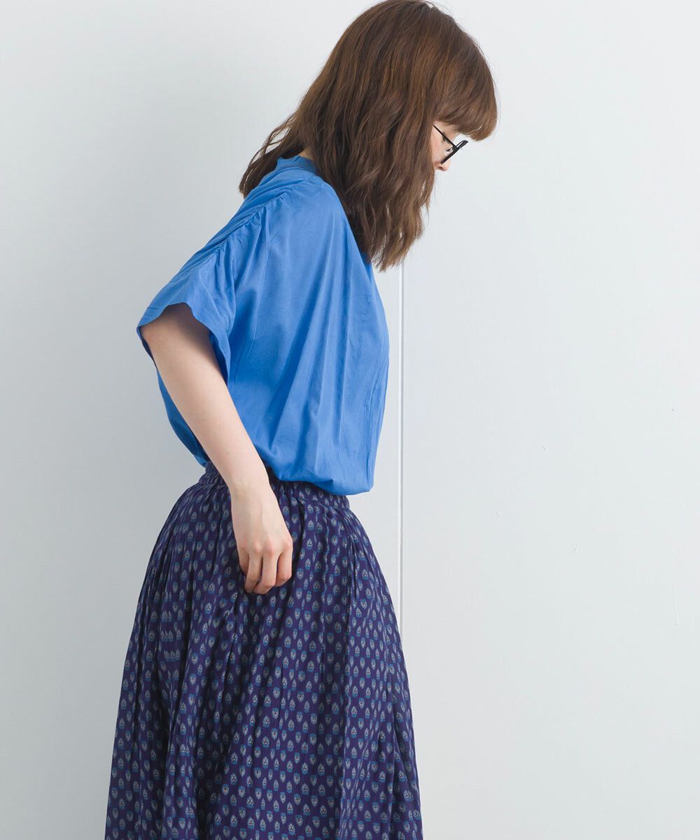 日本女裝代購 - 100%印度棉 質感百搭落肩短袖襯衫-經典黑