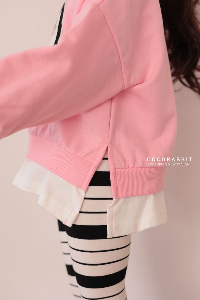 韓國 Coco rabbit - 假兩件幸運企鵝印長袖上衣-粉