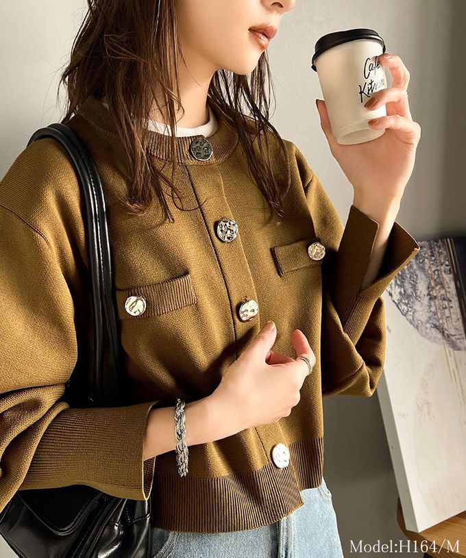 日本 Classical Elf - 風格金屬扣時尚短版開襟外套-黑