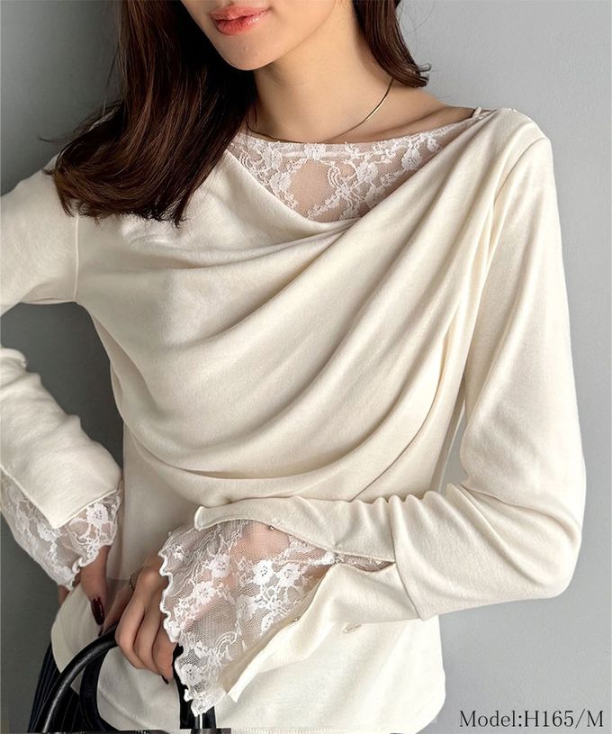 日本 Classical Elf - 蕾絲皺摺美型喇叭袖上衣-黑