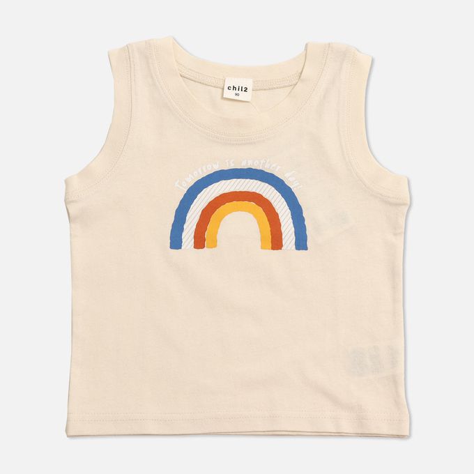 日本 Chil2 - [超低價] 100%棉 童趣印花背心上衣-老虎-黑