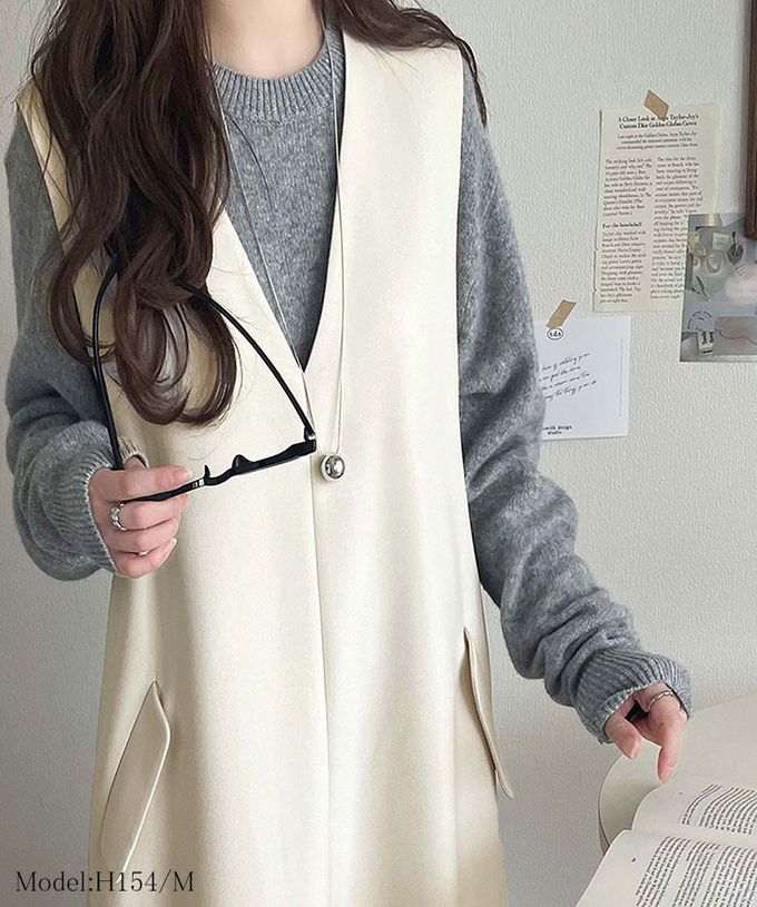 日本 Classical Elf - 簡約深V領氣質線條背心裙-黑