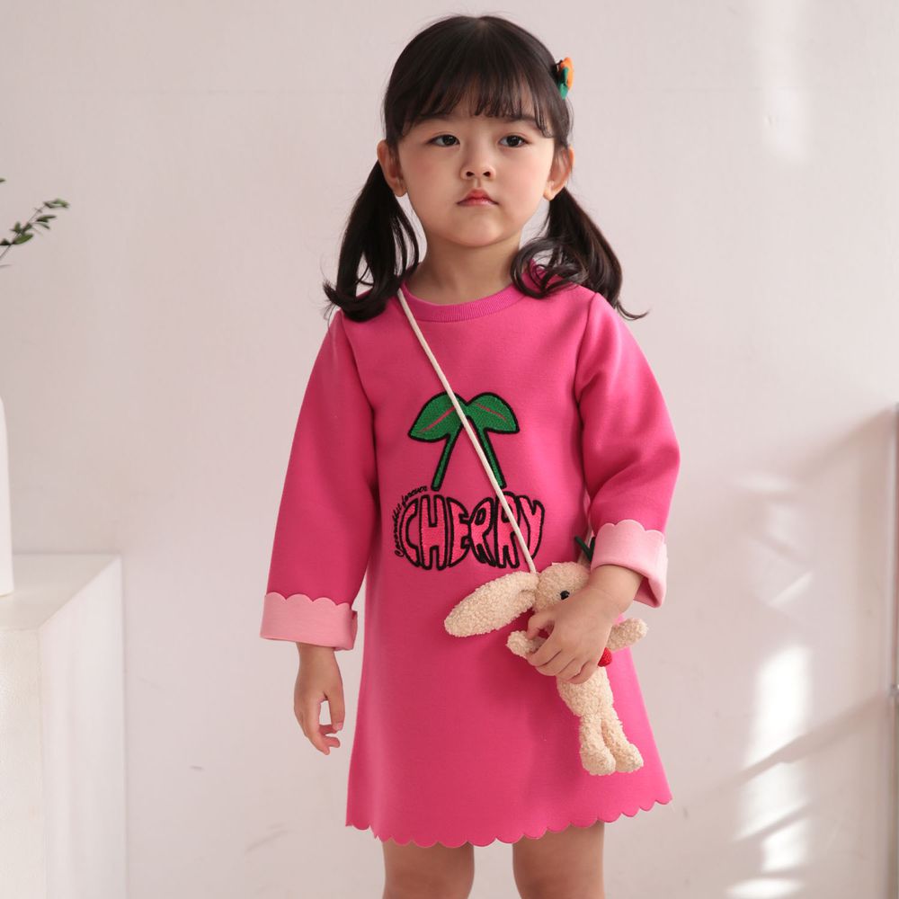 韓國 Coco rabbit - 兔子娃娃包包櫻桃洋裝-桃粉紅
