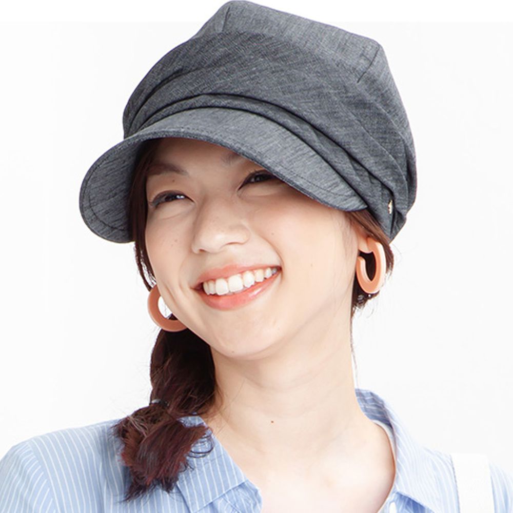 日本 irodori - 抗UV小顏效果遮陽帽-皺摺設計-丹寧黑