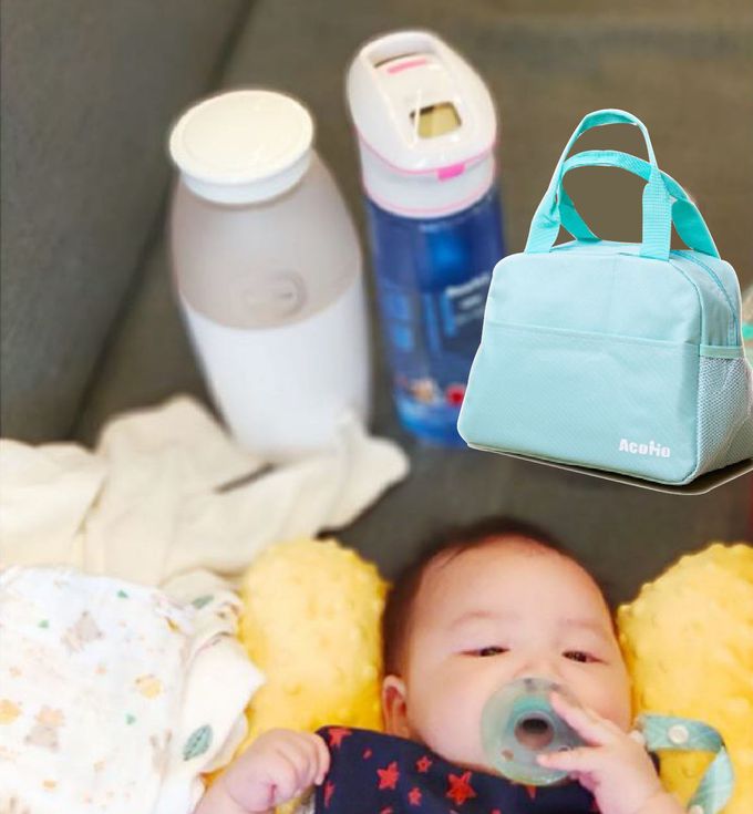 AcoMo - PS3旅行組 PS III 三代90秒可攜式奶瓶奶嘴消毒器-(90秒殺菌器+750ML環保水杯+媽媽包)-粉 (3件組)-850g