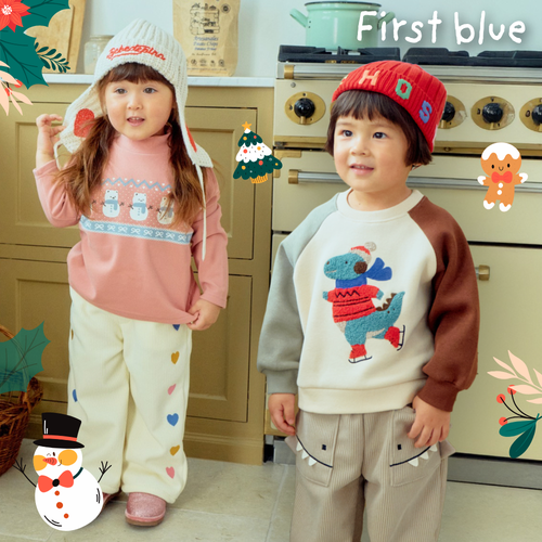 冬裝連線倒數！韓國製【First Blue】吸睛圖樣 ❤︎ 90~137cm 寶貝適穿