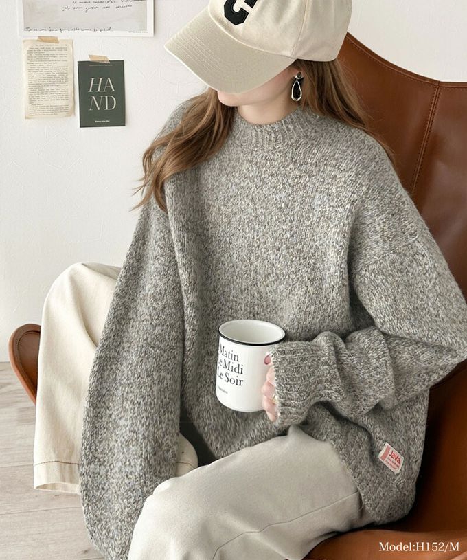 日本 Classical Elf - Java 溫柔感羊毛混紡針織上衣-水藍白