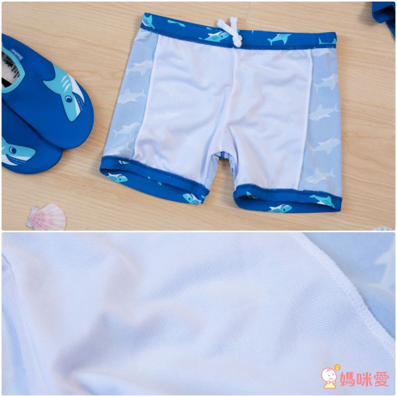 德國Playshoes - 抗UV防曬短袖兩件組兒童泳裝-鯊魚