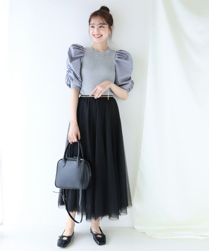 日本 BLUE EAST - 飄逸顯瘦多層次紗裙-粉紫