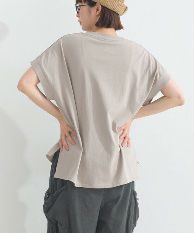 日本 Lupilien - 16OE天竺棉 法式英文標語短袖上衣-草綠