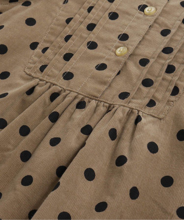 日本 apres les cours - 襯衫領微甜束口長袖洋裝-碎花-海軍藍